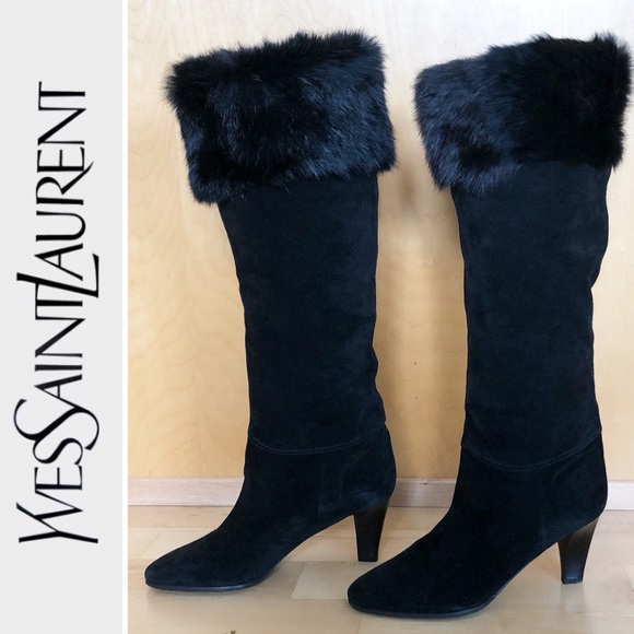 Yves Saint Laurent Shoes - MAKEOFFER🔥YVES SAINT LAURENT FUR KNEE HIGH BOOTS